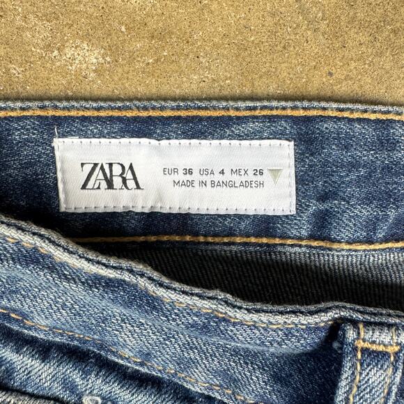 Zara Women’s Bootcut Flare Jeans Size 4 Blue Denim High Rise 100% Cotton - Picture 7 of 12